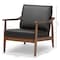 Baxton Studio Venza Walnut Wood Black Faux Leather Lounge Chair 140-7552 - alternate 2